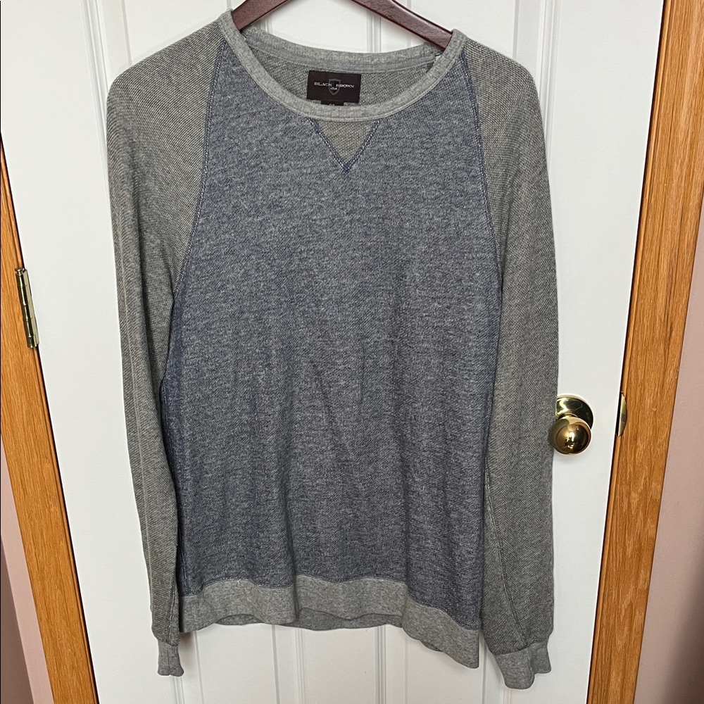 Black Brown 1826 Men's Blue and Gray Crewneck Sweater